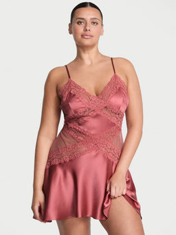 Victoria's Secret - Pink Dream Angels Dare to Dream Lace and Satin Flounce Slip Dress