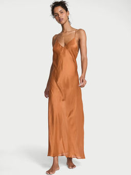 Victoria's Secret - Brown Luxe Sheer Satin Long Slip Dress