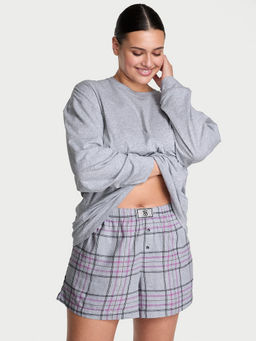 Victoria's Secret - Grey Flannel Long-Sleeve T-shirt & Shorts