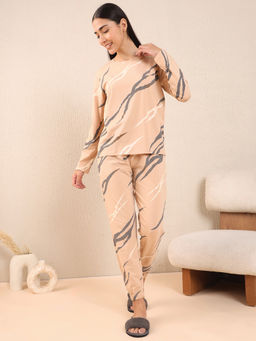 Sweet Dreams - Beige Printed T-shirt & Pyjama