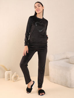 Sweet Dreams - Black Embellished Sweatshirt & Pyjama