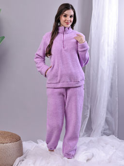 TAG 7 - Lavender Sherpa Winter Half Zip Sweatshirt with Joggers