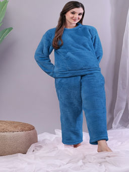 TAG 7 - Airforce Blue Fur Winter Round Neck Sweatshirt with Pant