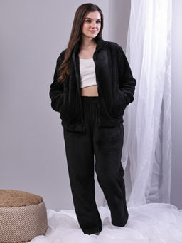 TAG 7 - Black Fur Winter Full Zip Sweatshirt with Pant