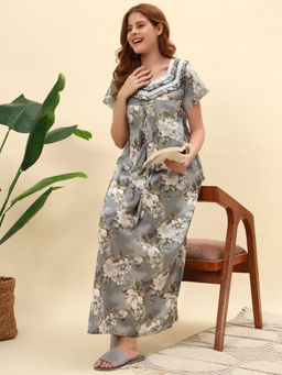 SEPHANI - Grey Floral Nightgown