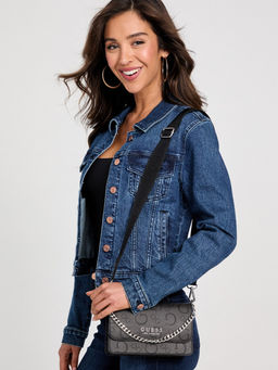 Guess - Coal Monogram Saffron Flap Crossbody Bag