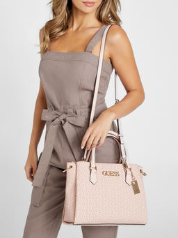 Guess - Rose Monogram Zakaria Satchel Bag with Detachable Strap