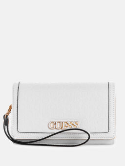 Guess - White Monogram Zakaria Phone Organizer Continental Wallet