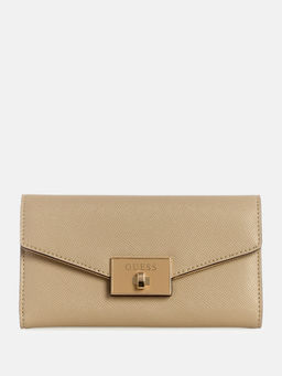 Guess - Taupe Saffia No Texture Aine Slim Trifold Wallet
