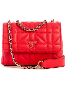 Guess - Coral Red Quilted Edita Mini Crossbody Bag