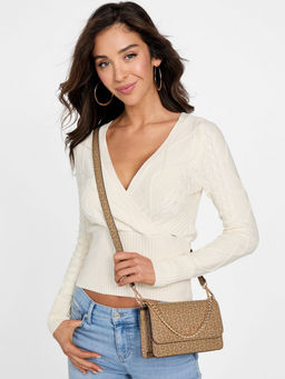 Guess - Mocha Monogram Saffron Flap Crossbody Bag