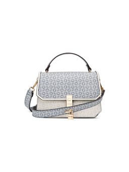 Guess - Denim Multi Monogram Lowen Top Handle Crossbody Bag