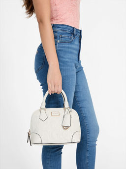 Guess - Milk Quilted Balgaire Dome Satchel Bag with Detachable Strap