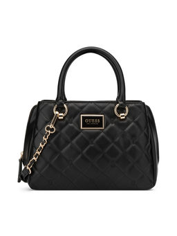 Guess - Black Quilted Gwyn Satchel Bag with Detachable Strap