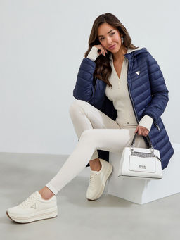 Guess - White Solid Espoir Satchel Bag with Pouch and Detachable Strap (Set Of 2) (S)