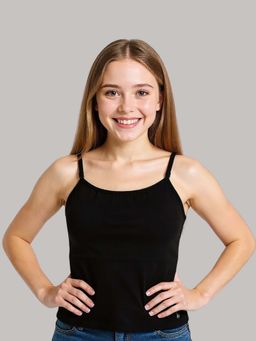 A.T.U.N. - Girls Black Cotton Padded Camisole for Preteen and Teen Girls