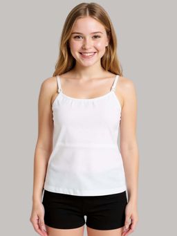 A.T.U.N. - Girls White Cotton Padded Camisole for Preteen and Teen Girls