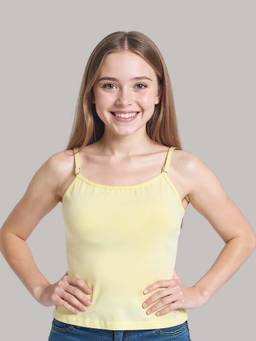 A.T.U.N. - Girls Yellow Cotton Padded Camisole for Preteen and Teen Girls