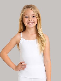 A.T.U.N. - Girls White Cotton Stretchable Innerwear Camisole Slip