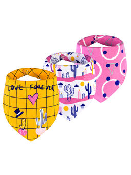 Little Surprise Box - Cactus Premium Adjustable Snap Button Closure Bibs (Pack Of 3) (0-24 Months)