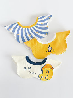 Little Surprise Box - Duck Print Wide Shoulder Size Bibs (Pack of 3) (0-24 Months)