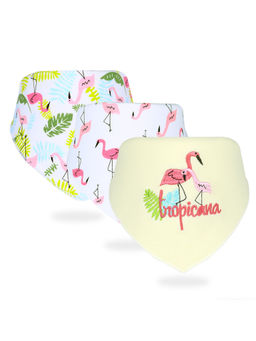 Little Surprise Box - Flamingo Print Snap Button Closure Bibs (Pack Of 3) (0-24 Months)