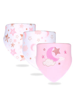 Little Surprise Box - Twinkle Star Print Adjustable Snap Button Closure Bibs (Pack Of 3) (0-24 Months)