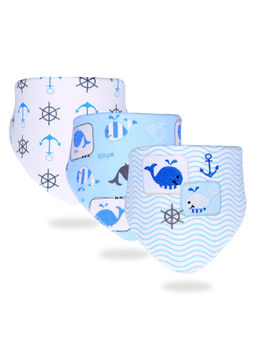 Little Surprise Box - Whale Print Snap Button Closure Bibs (Pack Of 3) (0-24 Months)