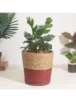 HomeTown - Ebony Seagrass Handcrafted Seagrass Planter 25 Cm In Rust Colour