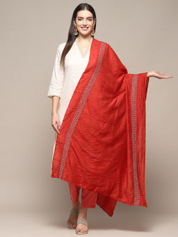 Biba - Red Polyester Embellished Dupattas