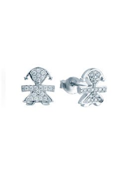 Ornate Jewels - 925 Sterling Silver American Diamond Baby Girl shape Stud Earrings for Women Girls One Size