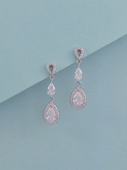 Ornate Jewels - 925 Sterling Silver American Diamond Dangler Earrings for Women Girls One Size