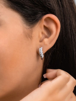 Ornate Jewels - 925 Sterling Silver American Diamond Marquise Bali Stud Earrings for Women Girls One Size