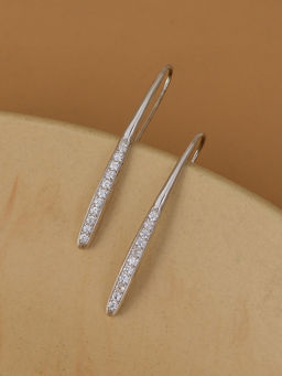 Ornate Jewels - 925 Sterling Silver American Diamond Single Line Dangler Earrings for Women Girls One Size