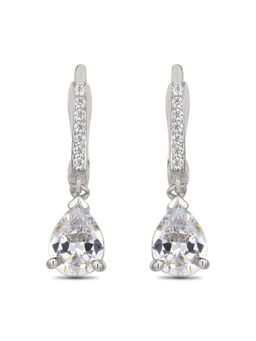 Ornate Jewels - 925 Sterling Silver Pear Drop American Diamond Dangler Earrings for Women Girls One Size