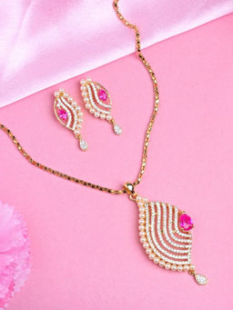 Estele - Gold Plated Cz Dazzling Pendant Set for Women