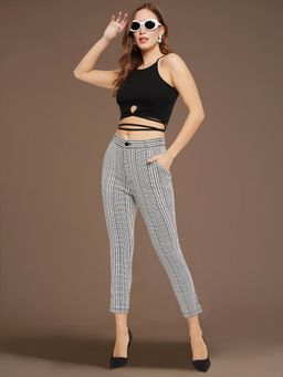 Martini - White Black Check Stretch Trouser