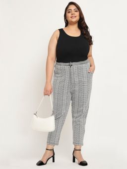 Martini - White Black Check Plus Size Stretch Curve Trouser