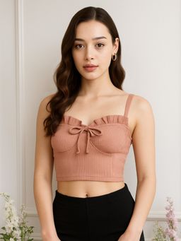 Martini - Peach Rib Crop Top