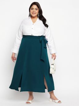 Martini - Green Curve Plus Size Slit Long Skirt