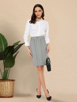 Martini - Black White Printed Formal Women Western Skirt