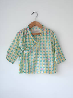 Love the world today - Rasa Green Monstera Print Infant Angrakha Kurta