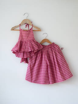 Love the world today - Mishri Pink Rhombus Halter Top And Palazzo
