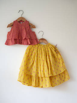 Love the world today - Meera Pink Striped Halter Choli And Lehenga