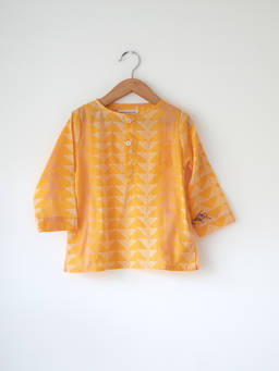 Love the world today - Chandan Mustard Yellow Chevron Cotton Kurta