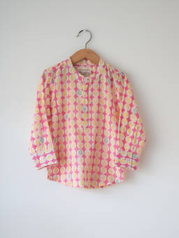 Love the world today - Leela Pink White Monstera Print Full Sleeve Kurta