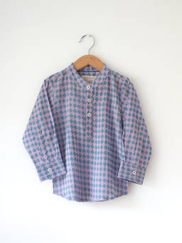 Love the world today - Saaz Purple Rhombus Full Sleeve Kurta