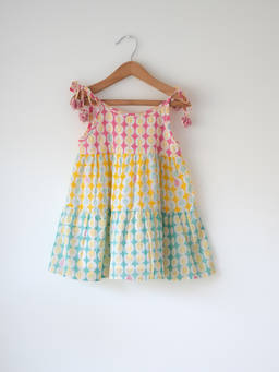 Love the world today - Rasa Green Monstera Print Infant Tiered Dress