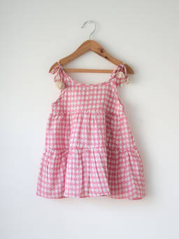 Love the world today - Leela Pink Rhombus Infant Tiered Dress