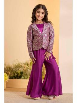 Biba - Girls Viscose Straight Festive Blouse Palazzo With Jacket